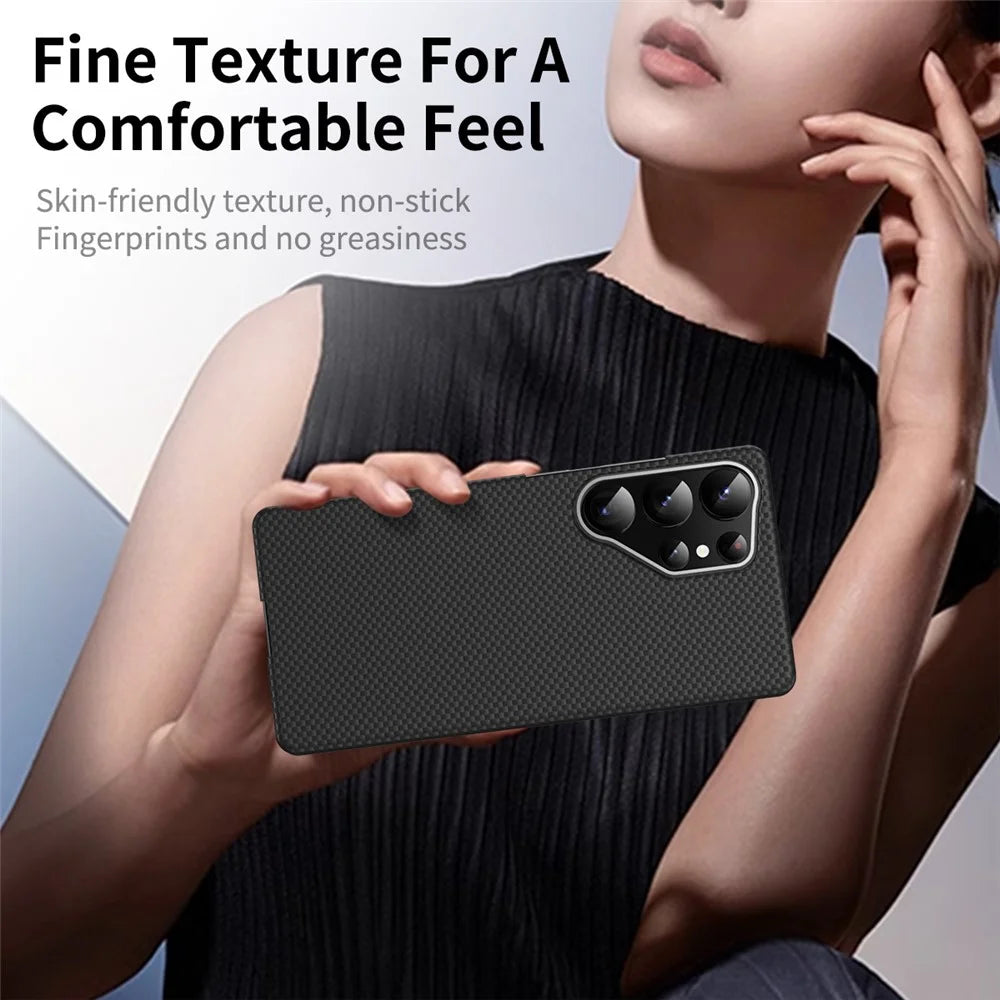 GKK For Samsung Galaxy S25 Ultra Magnetic Case Metal + PC Phone Back Cover Carbon Fiber Texture - Black - 6