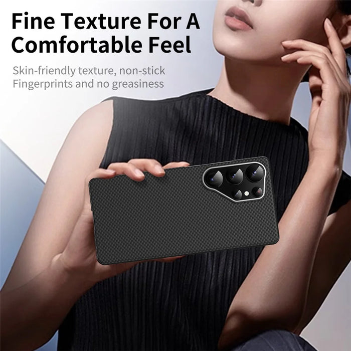 GKK For Samsung Galaxy S25 Ultra Magnetic Case Metal + PC Phone Back Cover Carbon Fiber Texture - Black - 6