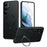 For Samsung Galaxy S25 Magnetic Case PC + TPU Phone Cover Ring Holder Carbon Fiber Texture - Black - 1