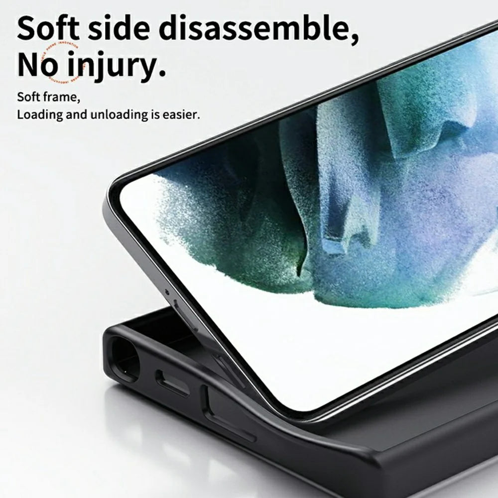 For Samsung Galaxy S25+ Magnetic Case PC + TPU Phone Cover Ring Holder Carbon Fiber Texture - Black - 5