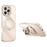 For iPhone 16 Pro Max Case Compatible with MagSafe Gear Fulcrum Kickstand Electroplating Lens Frame PC + TPU Phone Cover - Gold - 1