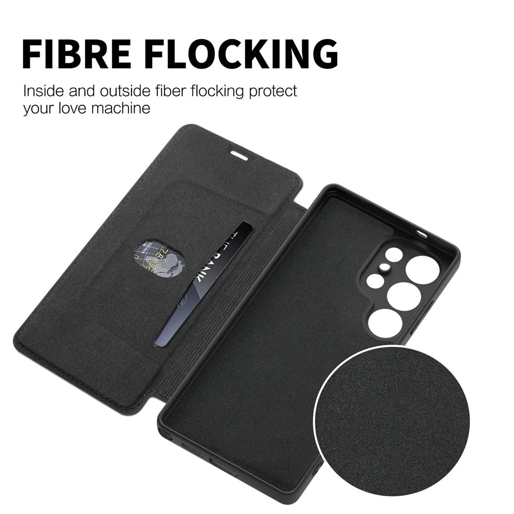 For Samsung Galaxy S25 Ultra Case Card Holder Kickstand Liquid Silicone Phone Cover - Black - 4