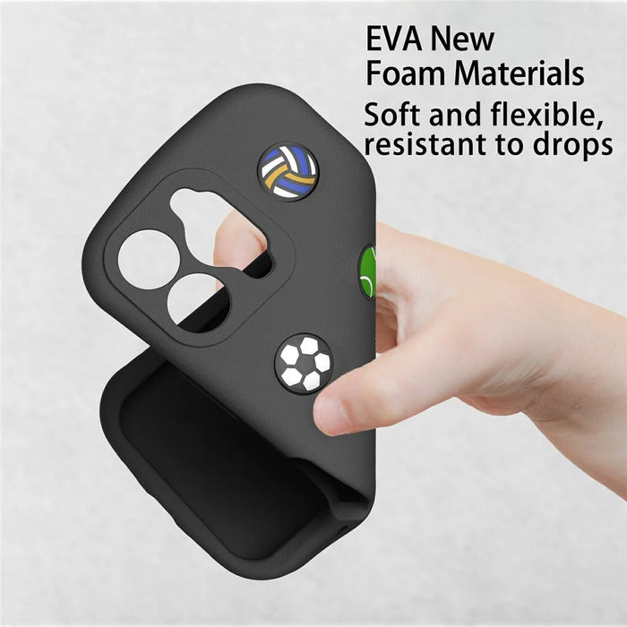For iPhone 16 Pro Case Galaxy Series Pattern EVA Anti Drop Phone Cover - Black - 4