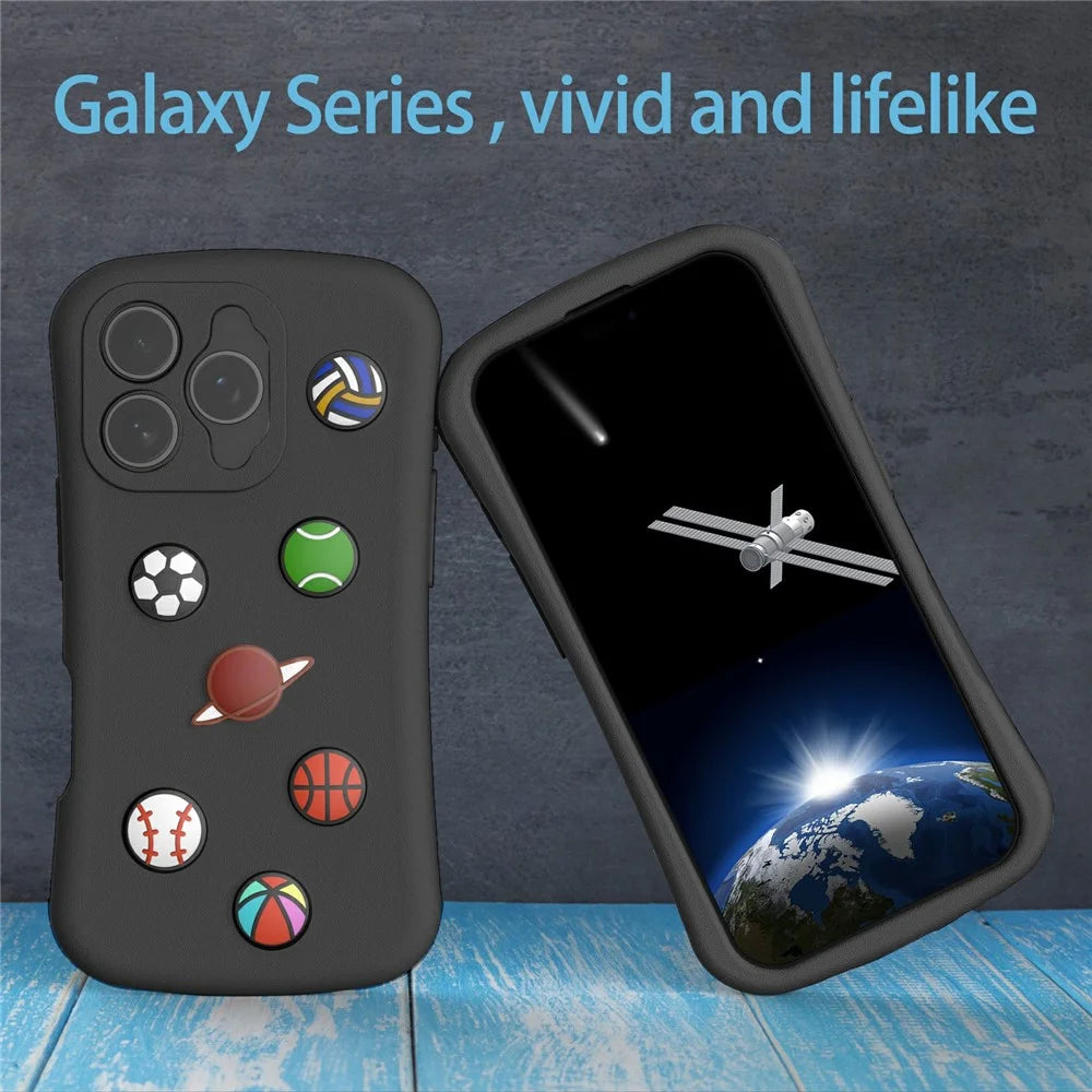 For iPhone 16 Pro Max Case Galaxy Series Pattern EVA Anti Drop Phone Cover - Black - 2