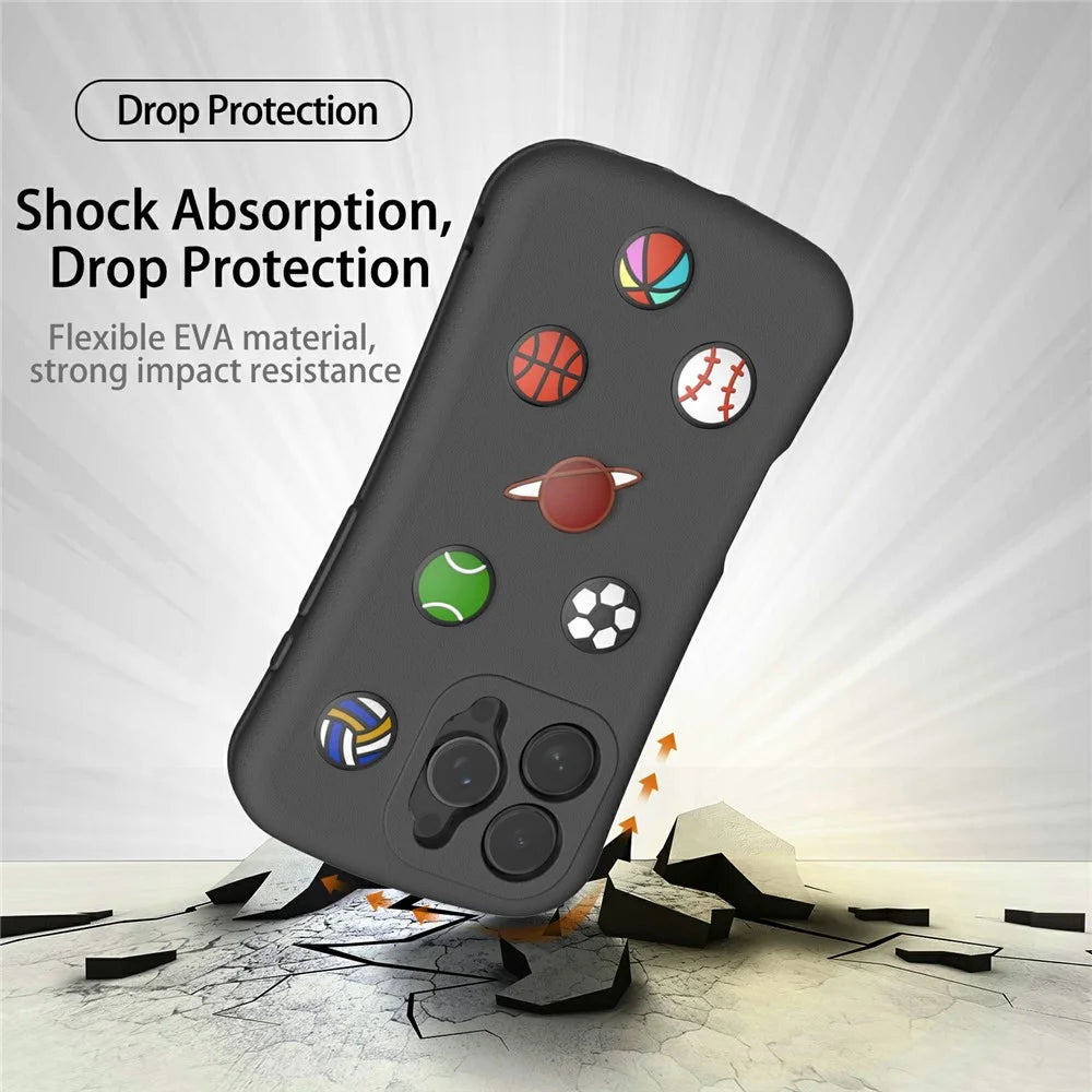 For iPhone 16 Pro Max Case Galaxy Series Pattern EVA Anti Drop Phone Cover - Black - 5