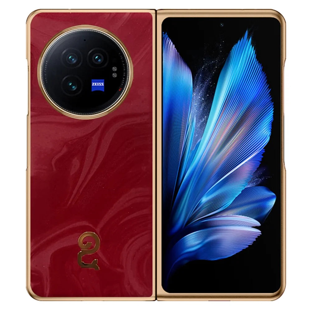 For vivo X Fold3 Case PU Leather Hard PC Folding Phone Cover - Red - 1