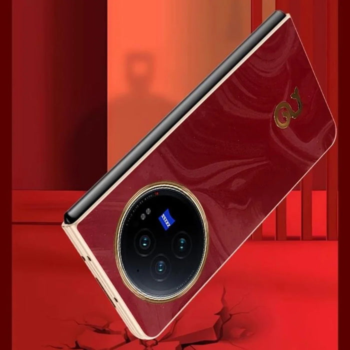 For vivo X Fold3 Case PU Leather Hard PC Folding Phone Cover - Red - 3