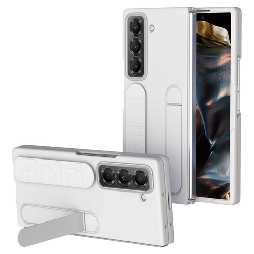 Kickstand Wristband Phone Case for Samsung Galaxy Z Fold Special PC Silicone Mobile Cover - White - 1