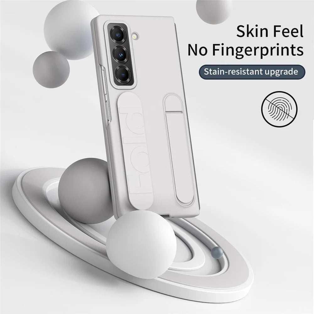 Kickstand Wristband Phone Case for Samsung Galaxy Z Fold Special PC Silicone Mobile Cover - White - 3