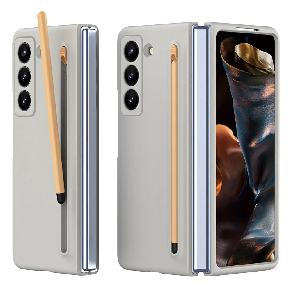 Phone Case with Stylus for Samsung Galaxy Z Fold Special Hard PC Back Cover - Light Grey - 1