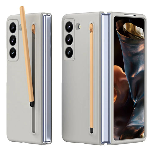 Phone Case with Stylus for Samsung Galaxy Z Fold Special Hard PC Back Cover - Light Grey - 1