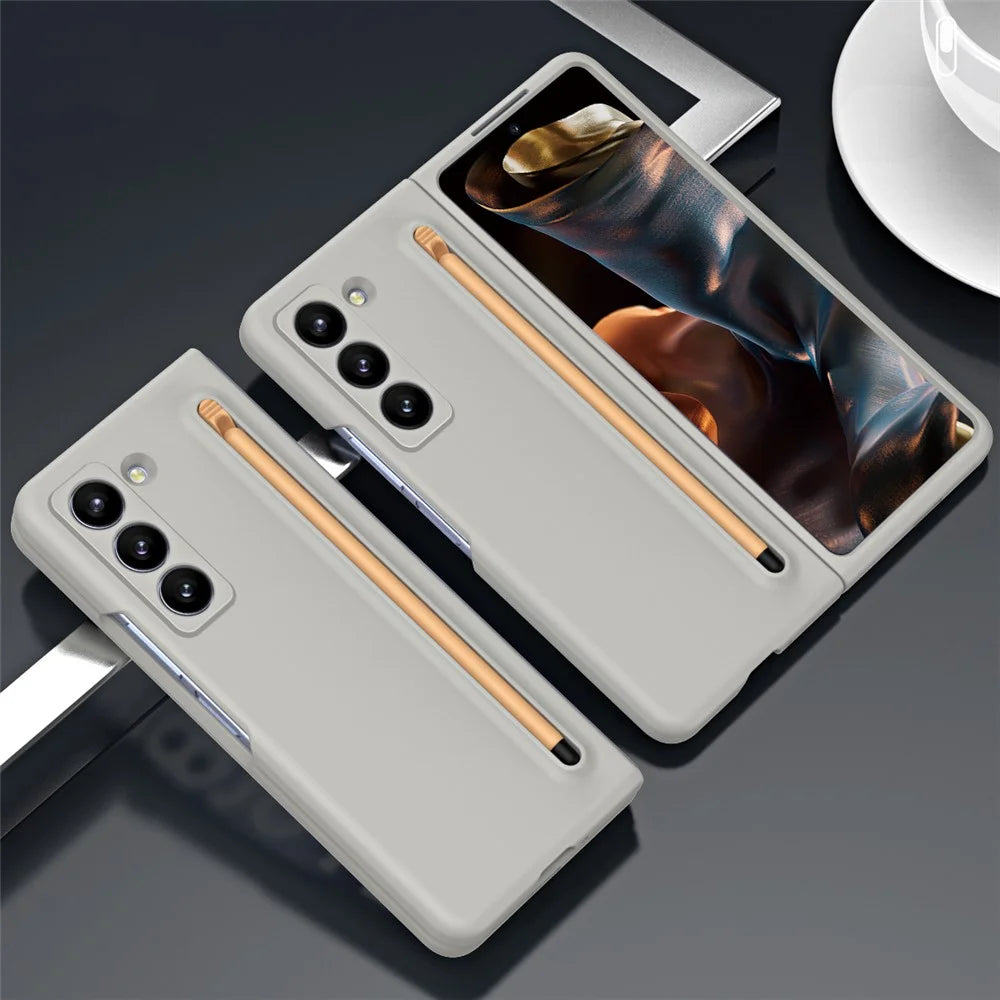Phone Case with Stylus for Samsung Galaxy Z Fold Special Hard PC Back Cover - Light Grey - 3