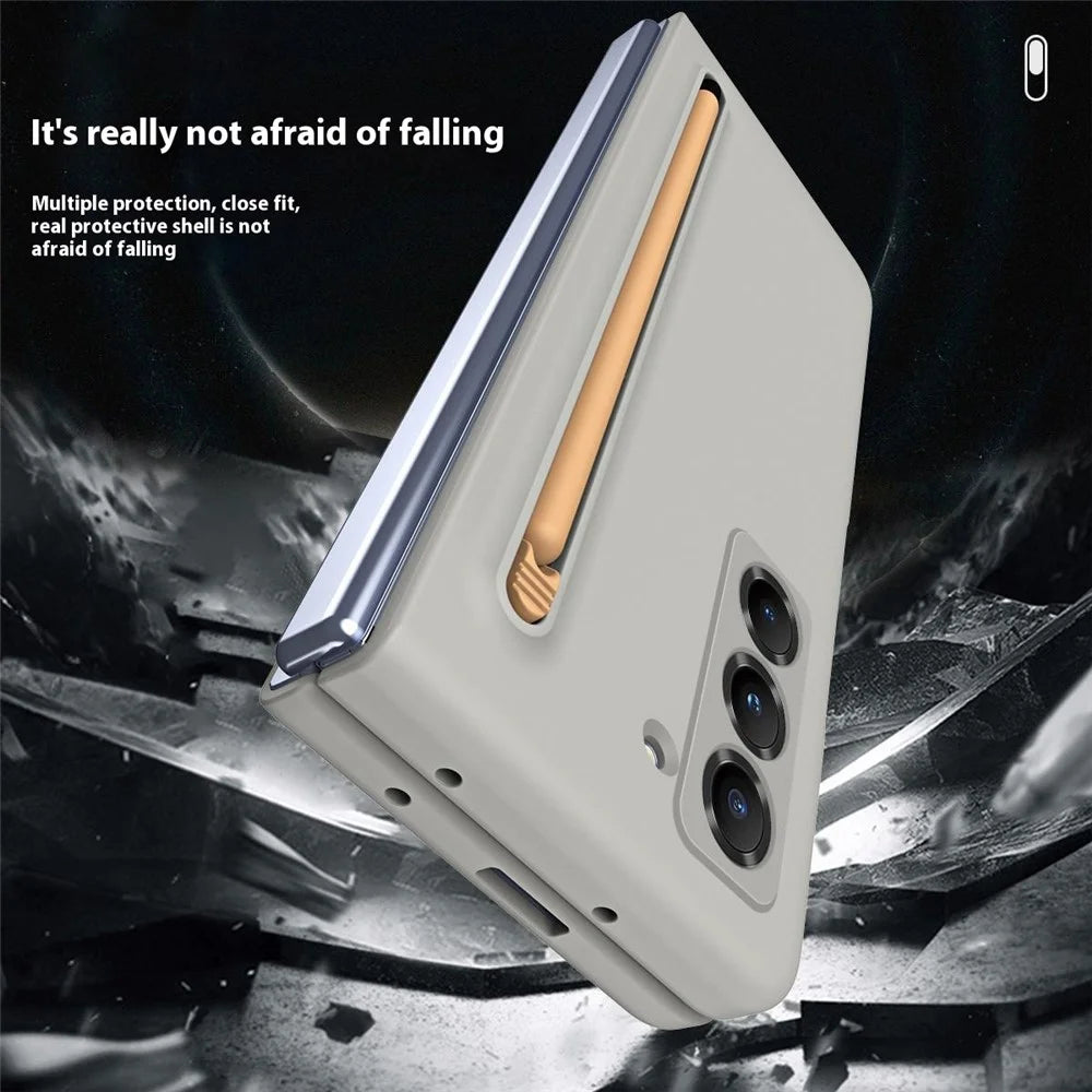 Phone Case with Stylus for Samsung Galaxy Z Fold Special Hard PC Back Cover - Light Grey - 4