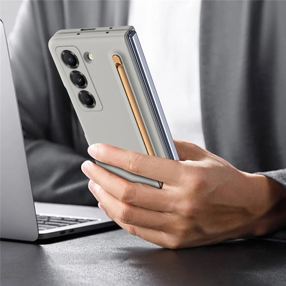 Phone Case with Stylus for Samsung Galaxy Z Fold Special Hard PC Back Cover - Light Grey - 6