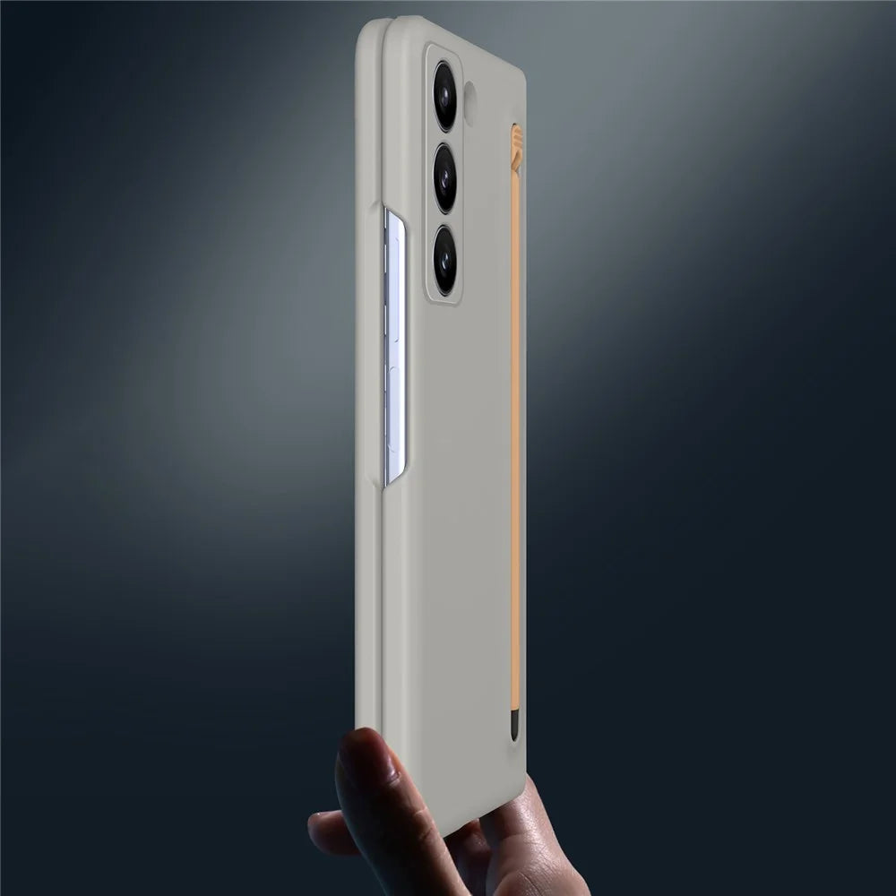 Phone Case with Stylus for Samsung Galaxy Z Fold Special Hard PC Back Cover - Light Grey - 7