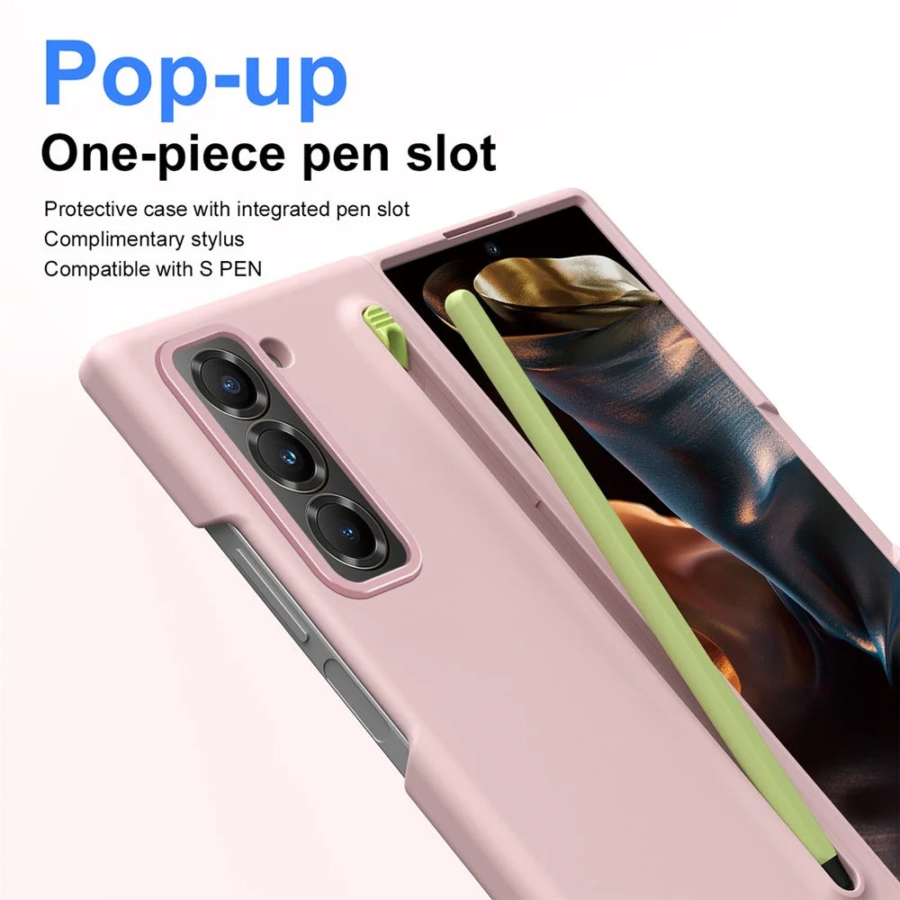 PC Phone Case for Samsung Galaxy Z Fold Special Mobile Cover with Stylus - Pink - 5