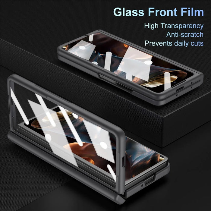 Kickstand Phone Case for Samsung Galaxy Z Fold Special PC Back Cover with Stylus and Tempered Glass Film - Black - 6