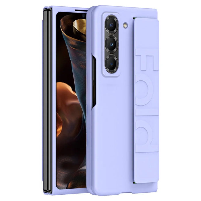 Wristband Phone Case for Samsung Galaxy Z Fold Special Rubberized Hard PC Mobile Cover - Purple - 1