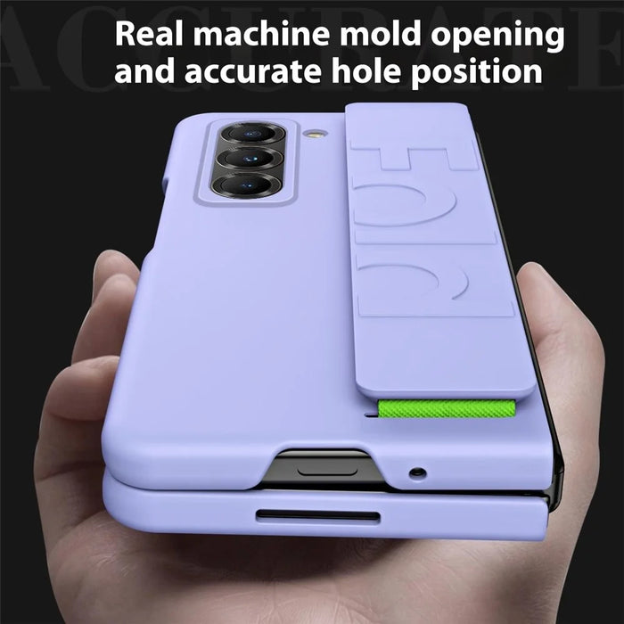 Wristband Phone Case for Samsung Galaxy Z Fold Special Rubberized Hard PC Mobile Cover - Purple - 4