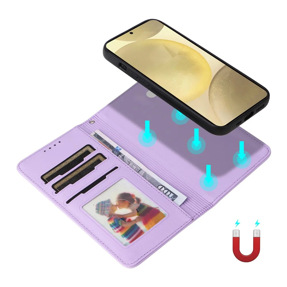 For Samsung Galaxy S25 Magnetic Case BETOPNICE Detachable PU Leather Phone Cover with Strap - Purple - 3