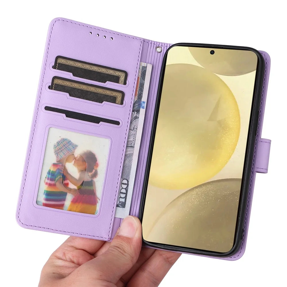 For Samsung Galaxy S25 Magnetic Case BETOPNICE Detachable PU Leather Phone Cover with Strap - Purple - 6