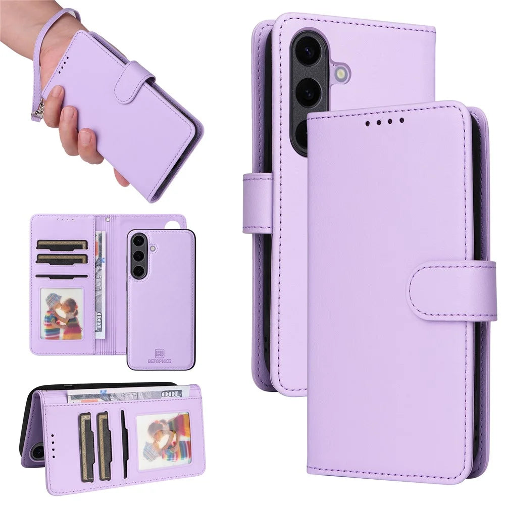 For Samsung Galaxy S25+ Magnetic Case BETOPNICE Detachable PU Leather Phone Cover with Strap - Purple - 1