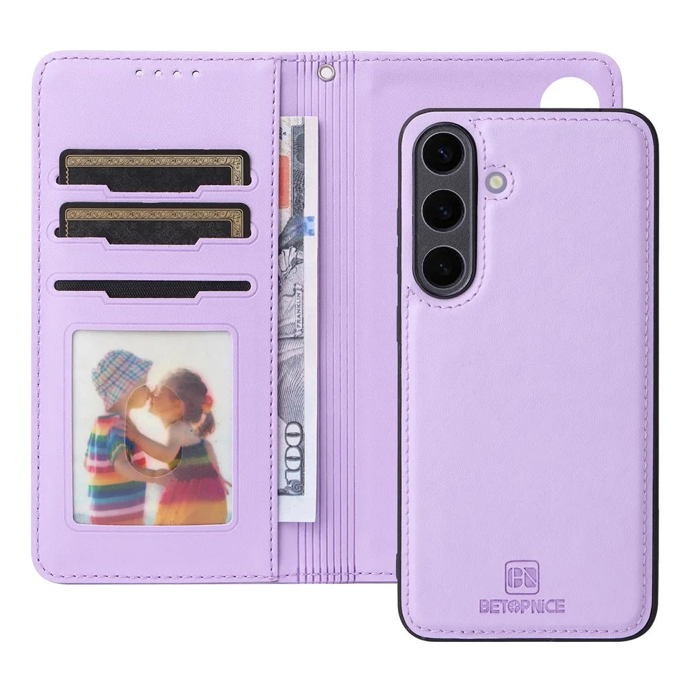 For Samsung Galaxy S25+ Magnetic Case BETOPNICE Detachable PU Leather Phone Cover with Strap - Purple - 2