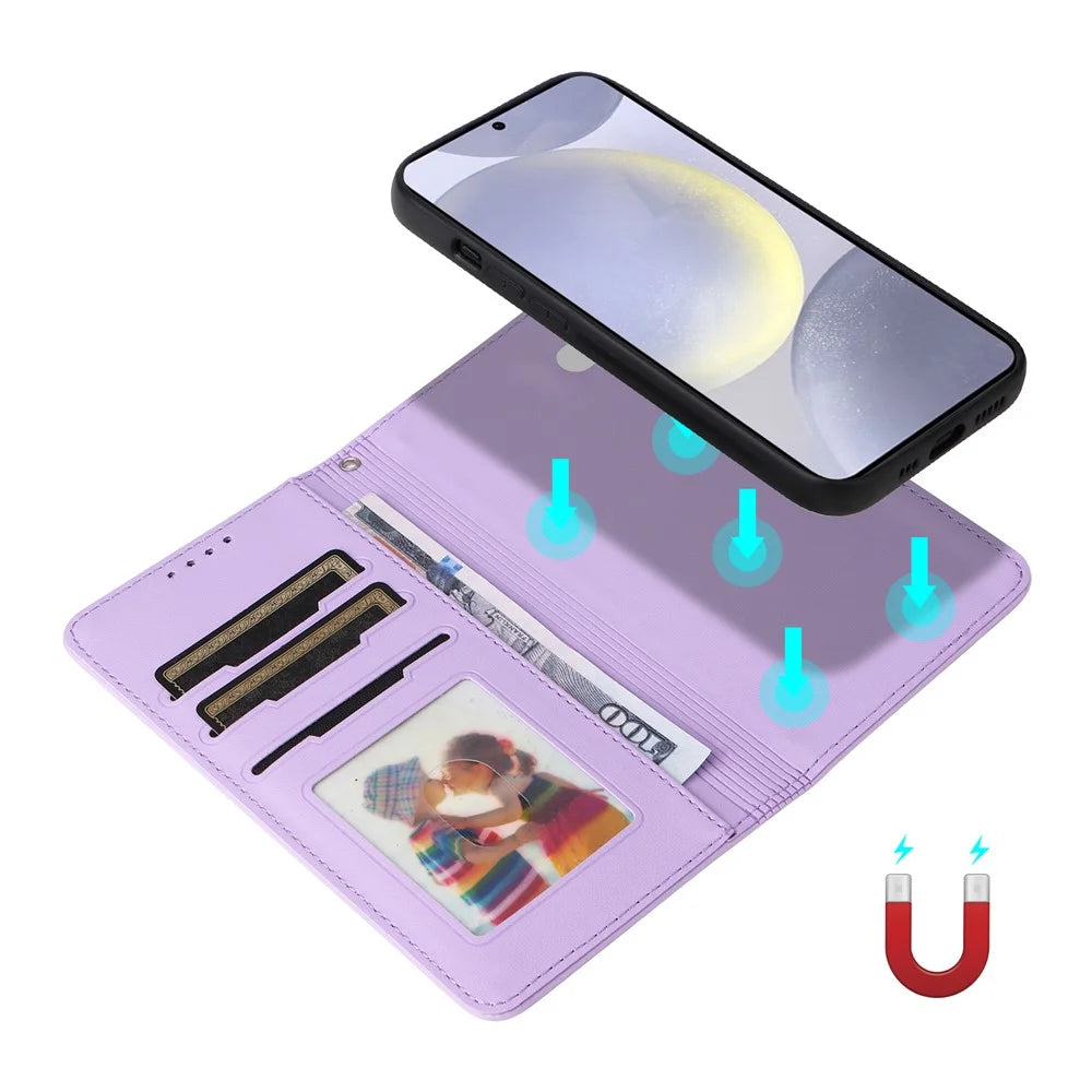 For Samsung Galaxy S25+ Magnetic Case BETOPNICE Detachable PU Leather Phone Cover with Strap - Purple - 3