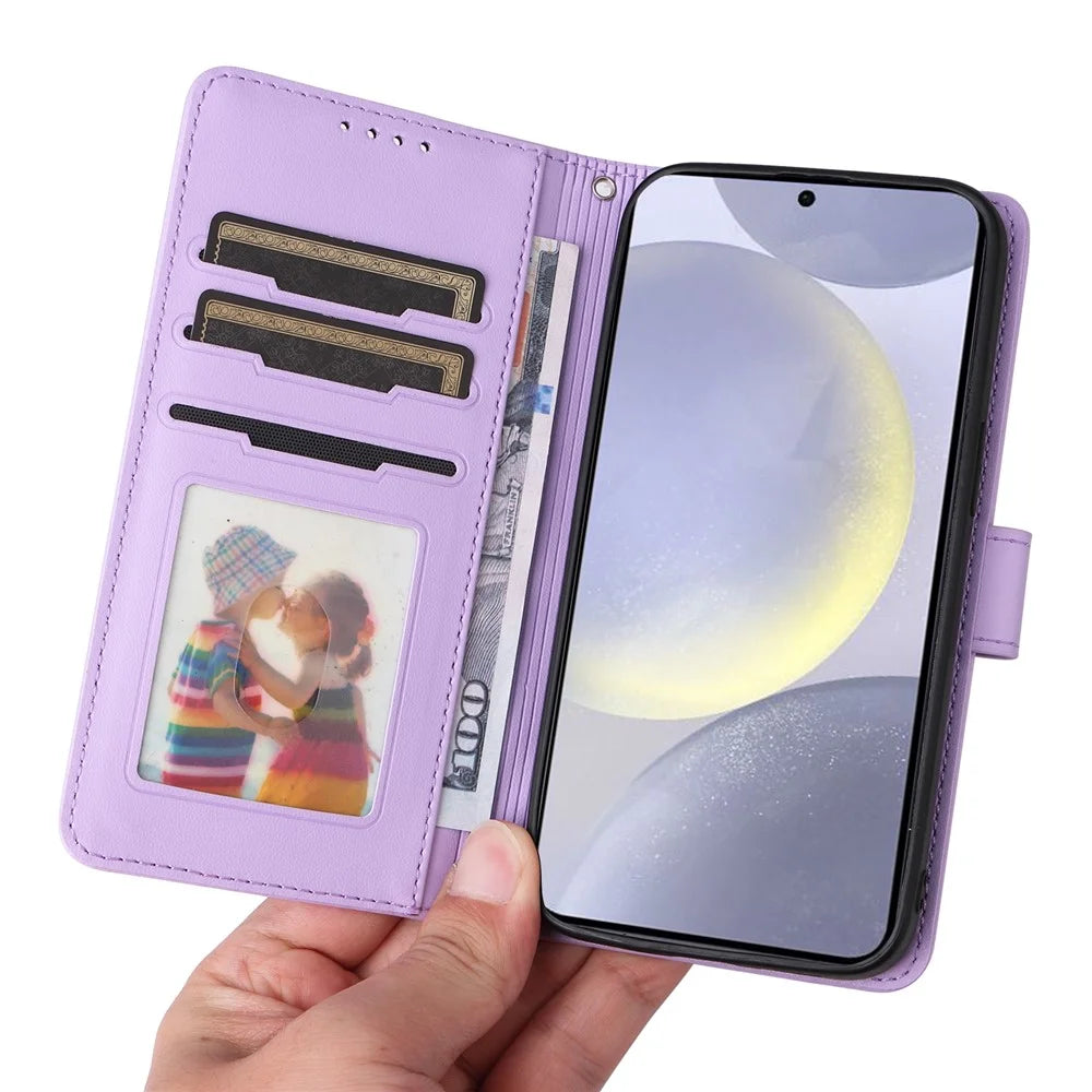 For Samsung Galaxy S25+ Magnetic Case BETOPNICE Detachable PU Leather Phone Cover with Strap - Purple - 6
