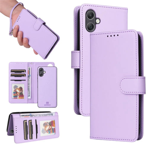 For Samsung Galaxy A06 4G Magnetic Case BETOPNICE Detachable PU Leather Phone Cover with Strap - Purple - 1