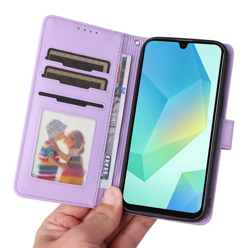For Samsung Galaxy A16 4G / 5G Magnetic Case BETOPNICE Detachable PU Leather Phone Cover with Strap - Purple - 6
