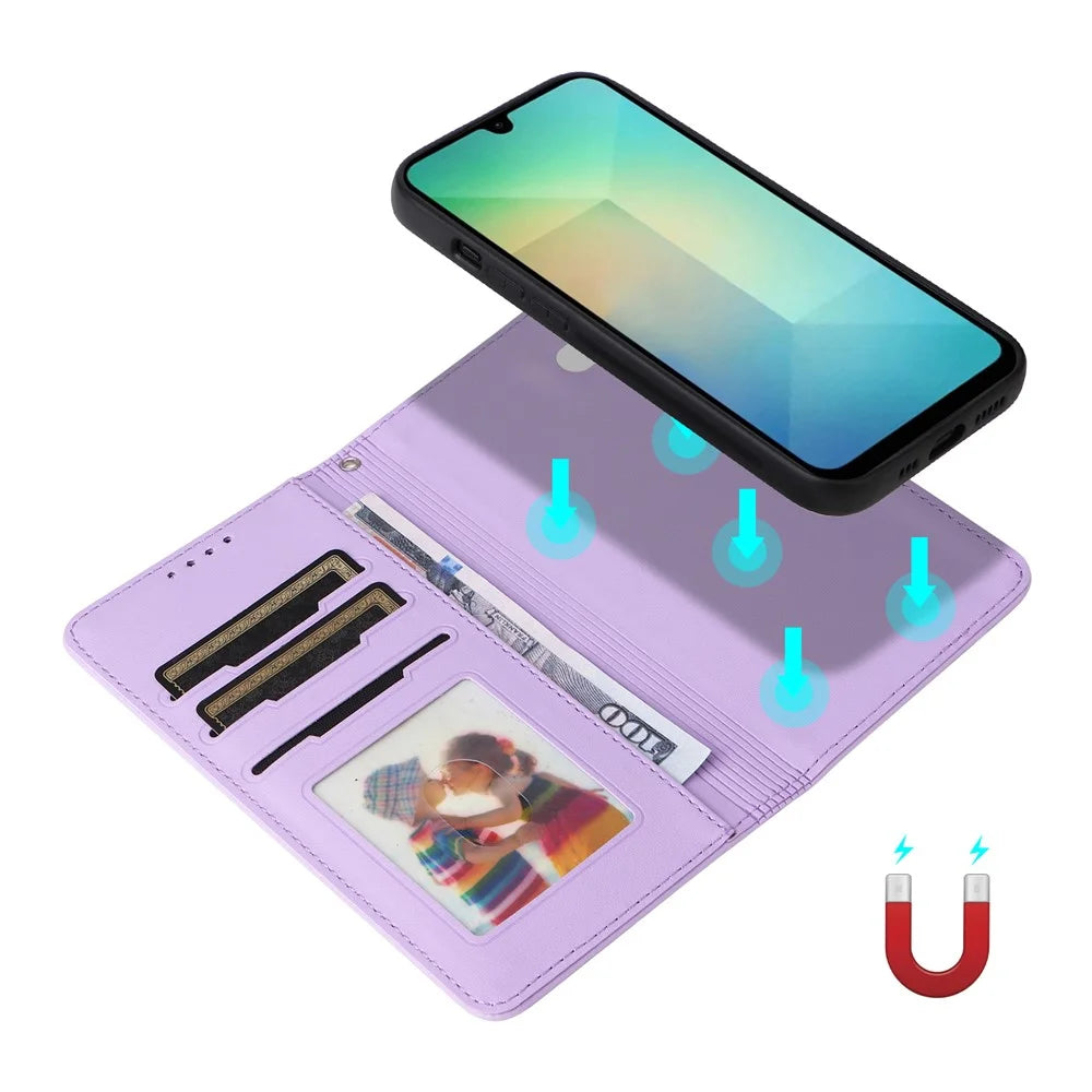 For Samsung Galaxy A26 5G Magnetic Case BETOPNICE Detachable PU Leather Phone Cover with Strap - Purple - 3