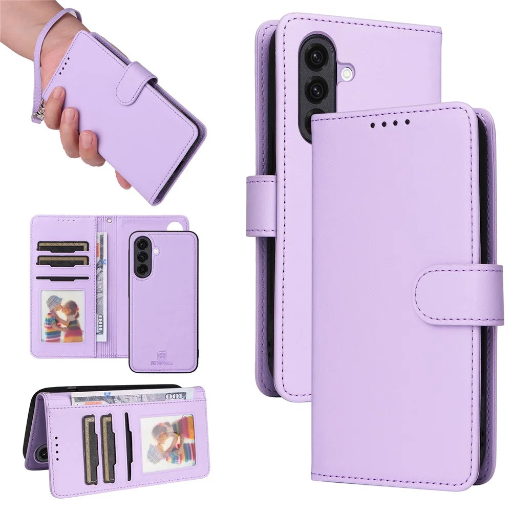For Samsung Galaxy A36 5G Magnetic Case BETOPNICE Detachable PU Leather Phone Cover with Strap - Purple - 1