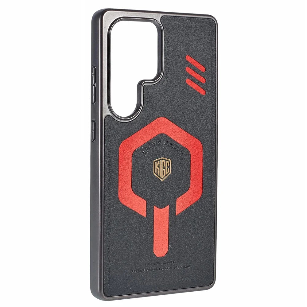 KIGC For Samsung Galaxy S25 Ultra Magnetic Case Leather+PC+TPU Phone Cover - Black - 3