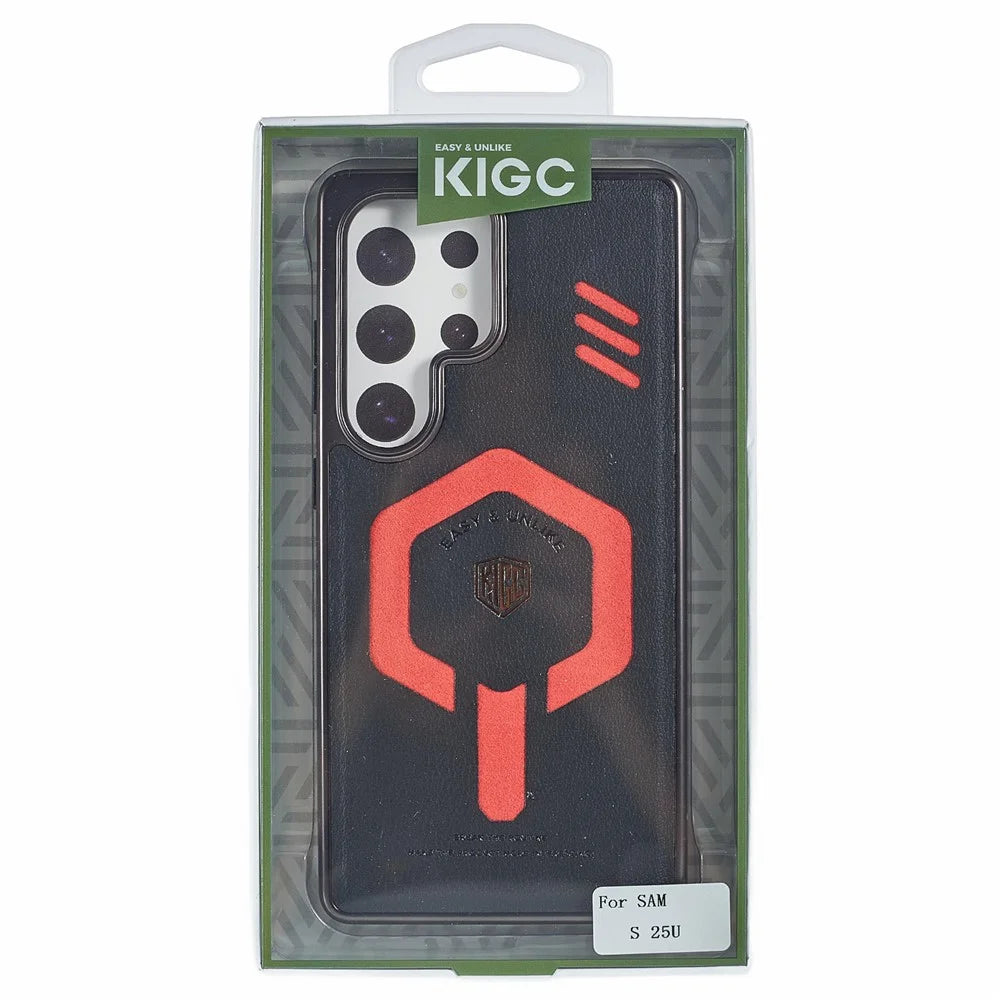 KIGC For Samsung Galaxy S25 Ultra Magnetic Case Leather+PC+TPU Phone Cover - Black - 7