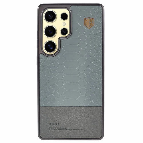 KIGC For Samsung Galaxy S25 Ultra Magnetic Case Hybrid Phone Cover Crocodile Texture - Grey - 1