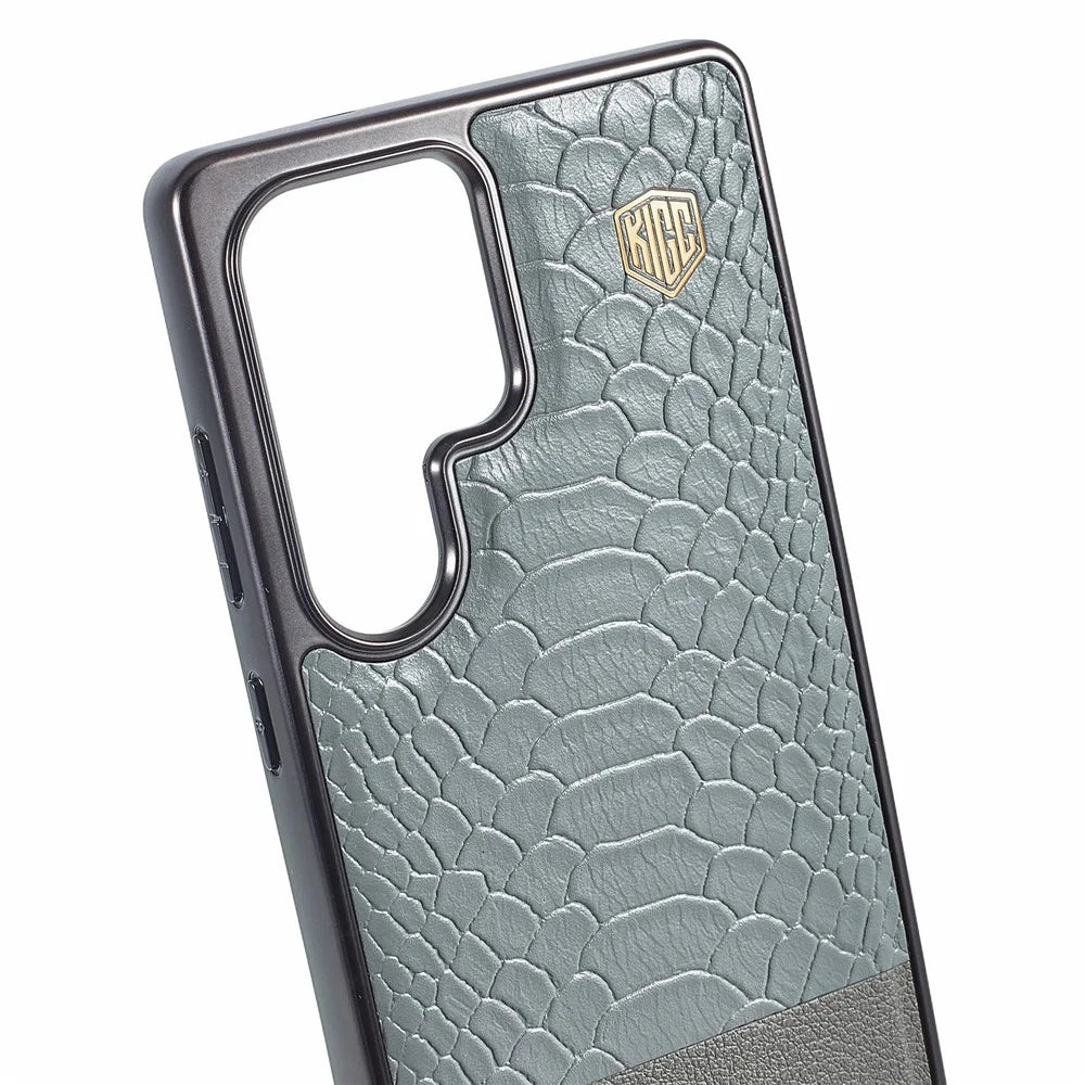 KIGC For Samsung Galaxy S25 Ultra Magnetic Case Hybrid Phone Cover Crocodile Texture - Grey - 6