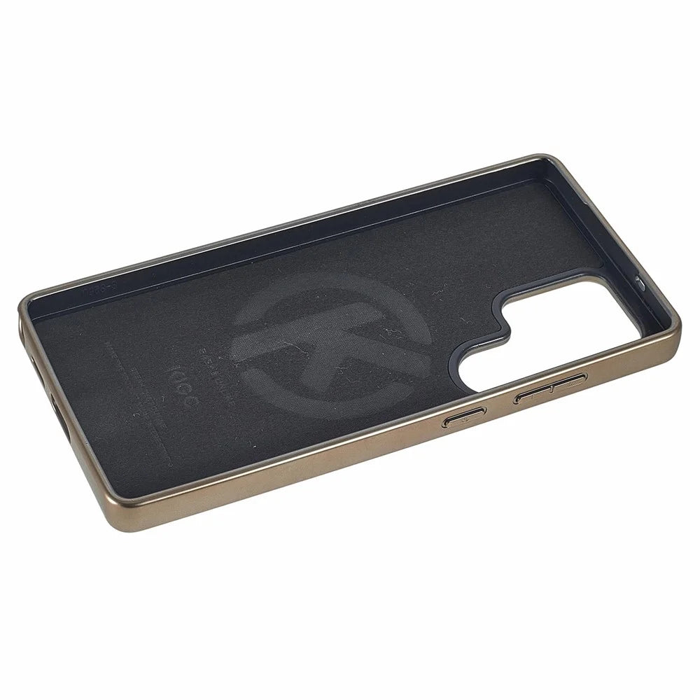 KIGC For Samsung Galaxy S25 Ultra Case PC + TPU + PU Electroplating Phone Cover - Titanium Gold - 5