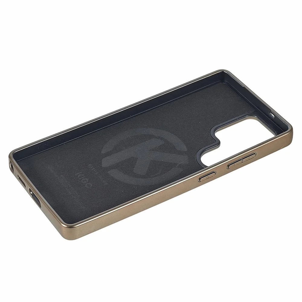 KIGC For Samsung Galaxy S25 Ultra Case Leather + PC + TPU Electroplating Phone Cover with Card Holder - Titanium Gold - 5