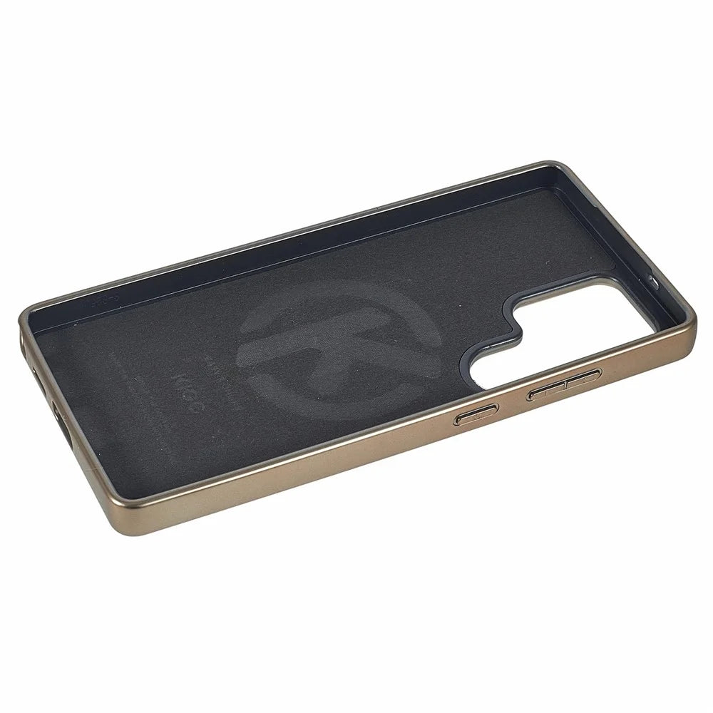KIGC For Samsung Galaxy S25 Ultra Magnetic Case PC + TPU + PU Electroplating Phone Cover - Titanium Gold - 5