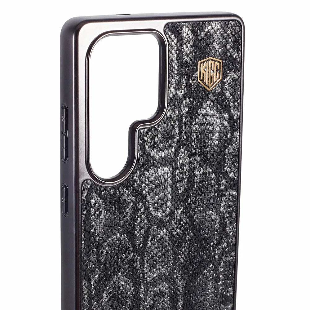 KIGC For Samsung Galaxy S25 Ultra Magnetic Case Hybrid Phone Back Cover Snake Texture - Black - 6