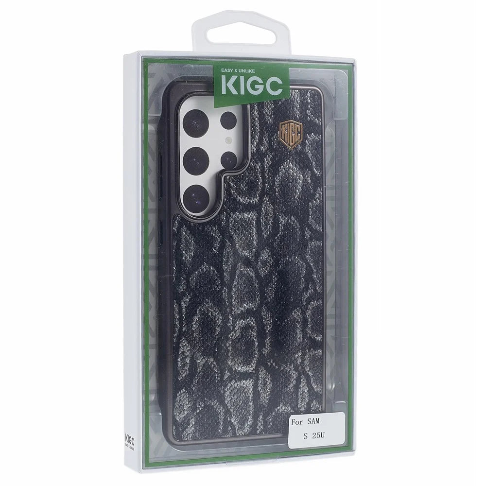KIGC For Samsung Galaxy S25 Ultra Magnetic Case Hybrid Phone Back Cover Snake Texture - Black - 7