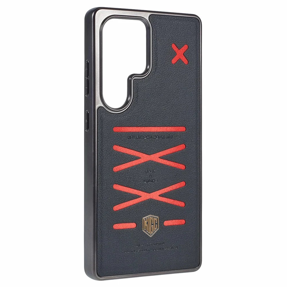 KIGC For Samsung Galaxy S25 Ultra Magnetic Case Hybrid Phone Back Cover Cross Line Design - Black - 3