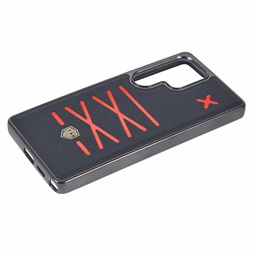 KIGC For Samsung Galaxy S25 Ultra Magnetic Case Hybrid Phone Back Cover Cross Line Design - Black - 4