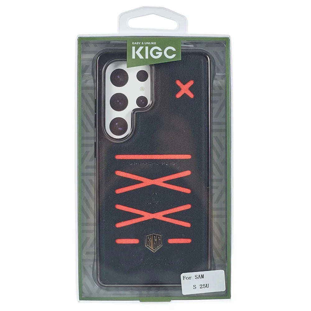 KIGC For Samsung Galaxy S25 Ultra Magnetic Case Hybrid Phone Back Cover Cross Line Design - Black - 7