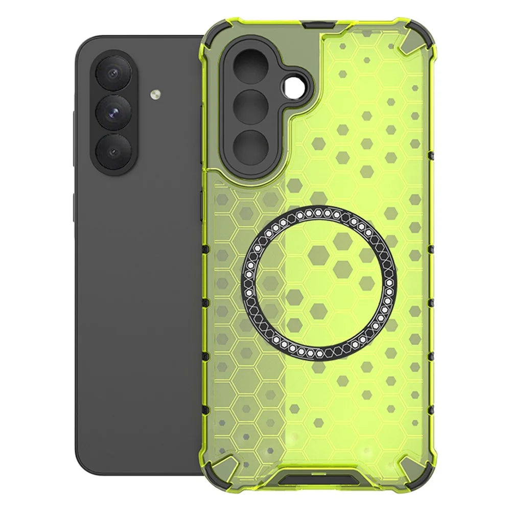 For Samsung Galaxy A26 5G Magnetic Case Honeycomb Design TPU + PC Phone Cover - Green - 1
