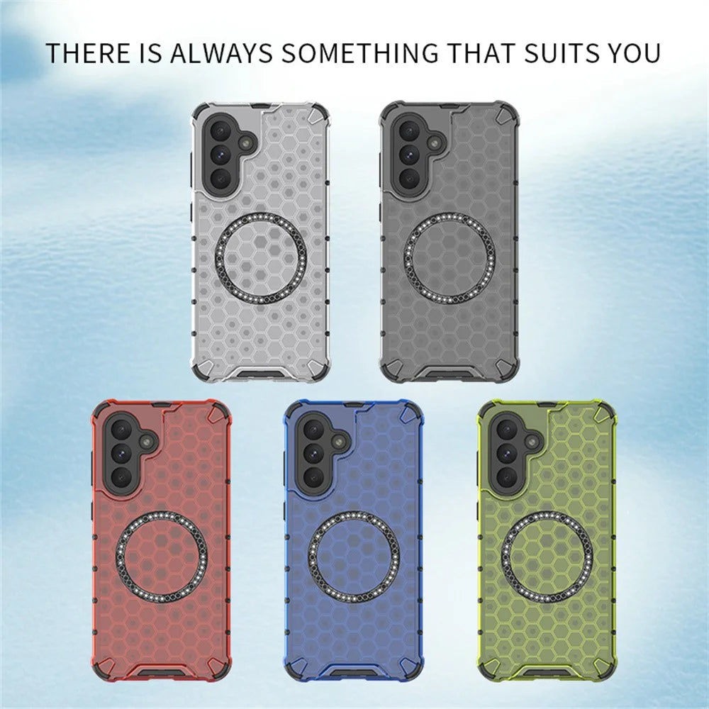 For Samsung Galaxy A26 5G Magnetic Case Honeycomb Design TPU + PC Phone Cover - Green - 6