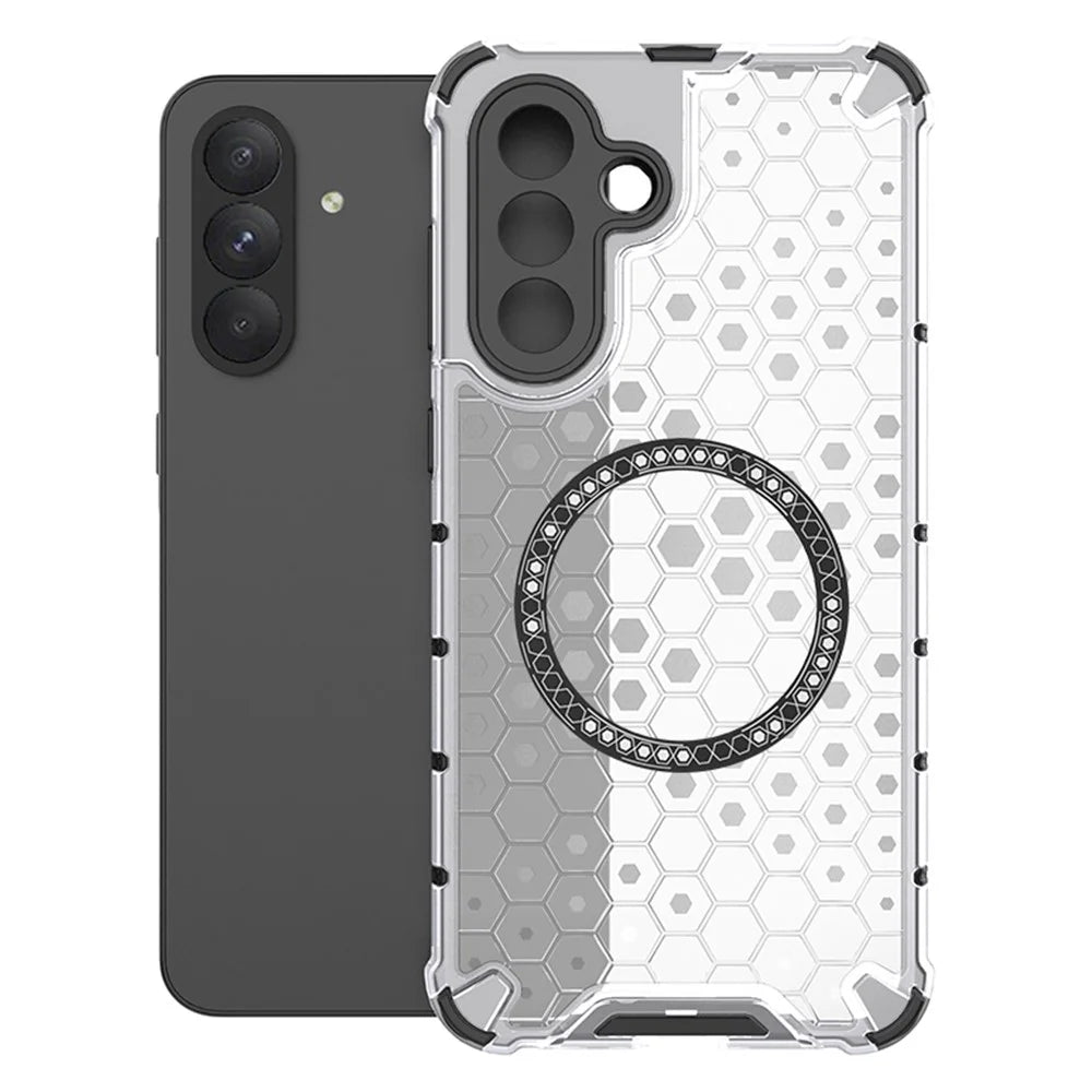 For Samsung Galaxy A56 5G  /  A36 5G Magnetic Case Honeycomb Design TPU + PC Phone Cover - Transparent - 1