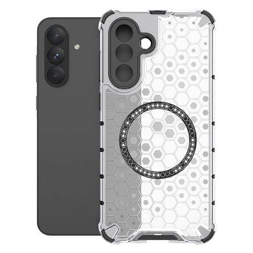 For Samsung Galaxy A56 5G  /  A36 5G Magnetic Case Honeycomb Design TPU + PC Phone Cover - Transparent - 1