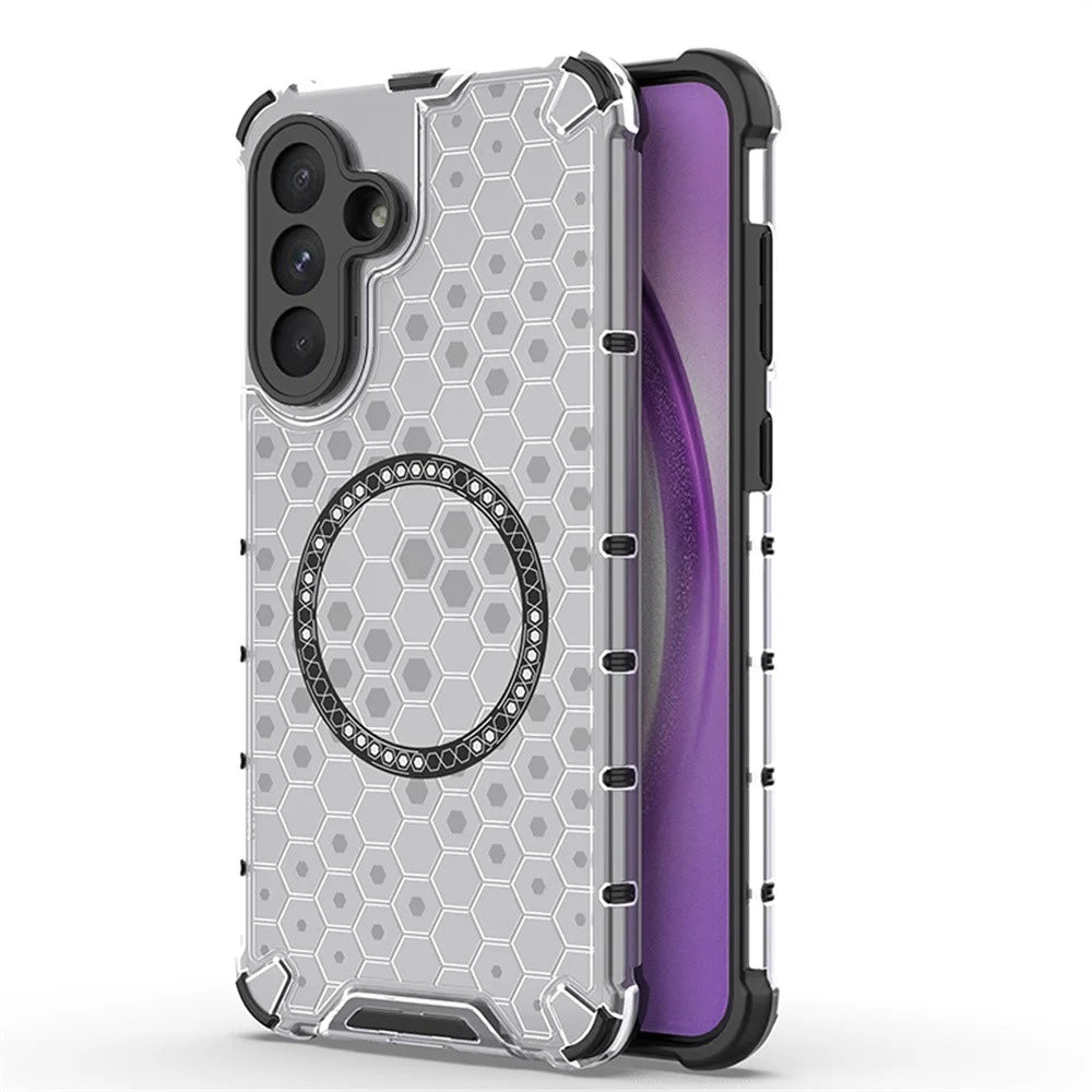 For Samsung Galaxy A56 5G  /  A36 5G Magnetic Case Honeycomb Design TPU + PC Phone Cover - Transparent - 2